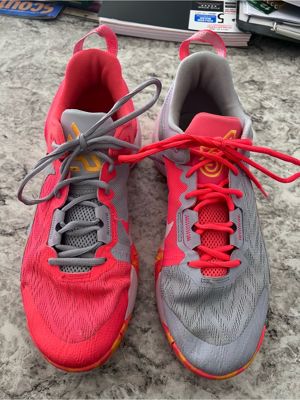 Nike court Shoes in Pink and Gray with Yellow Accents